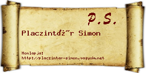 Placzintár Simon névjegykártya